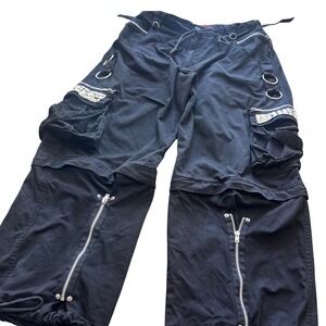 TRIPP NYC Mens Black Cargo Zipoffs Pants Studded Zipper Detail Goth Punk Sz L